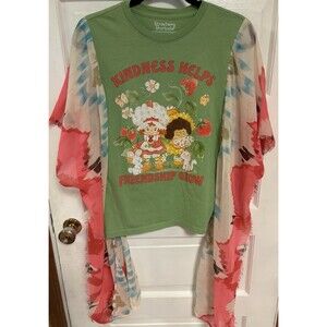 Strawberry Shortcake Upcycled Poncho Top Retro Boho Small Medium Hippie